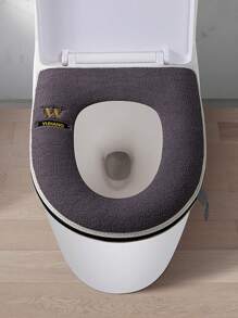 1pc Letter Pattern Toilet Seat Cushion, Simple Home Bathroom Toilet Lid Cover Mat, New Thickened Zipper Design Bathroom Decor Fall Decor