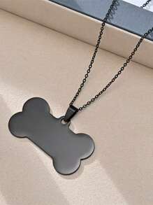 1pc New Customized Stainless Steel Dog Bone Necklace, Personalized Glossy Metal Titanium Steel Accessories, A Great Gift. - Multicolor - View 3