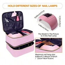 Nail Polish Storage Bag Handheld Double-Layer Makeup Storage Tote For Girls And Women Manicure, Essential Oils, Makeup Sets Daily Travel Use Makeup Bag Storage Cosmetics Storage Box Makeup Box - Pink - View 8