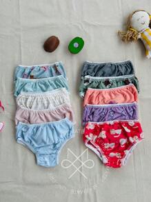 Kit Of 10 Children's Cotton Panties Printed Colorful And Comfortable Day To Day Girl Child - Nhiều màu - Xem 1