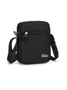 Personaliza tu propia bolsa, un sencillo y elegante bolso de mensajero de unicolor, un pequeño bolso de mensajero cuadrado con cierre de cremallera de lona negra, que se puede personalizar con tu propio nombre, letras de la suerte, números, palabras, etc. Es adecuado para el transporte diario al trabajo y el trabajo de negocios, y es apropiado tanto para hombres como para mujeres. Bolsos de señora - Negro - Ver 8