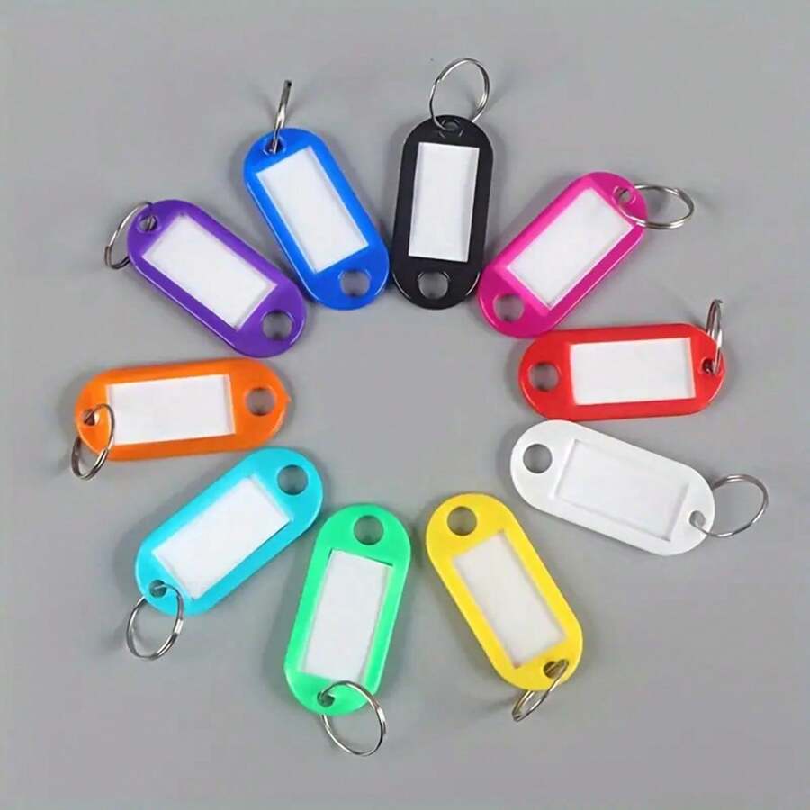 Lot De 20 Étiquettes à Rabat Avec Anneau Fendu - Colorées, Couvercle Transparent - Pour Porte-clés, Bagages - 9