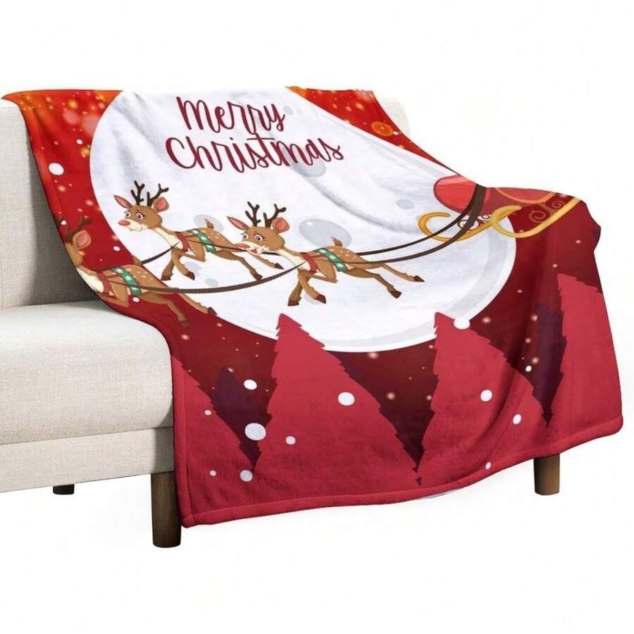 Santa Claus Christmas Tree Flannel Fleece Throw Blanket New Year 50x60Inches Soft Blanket For Couch,Cozy,Warm,Lightweight