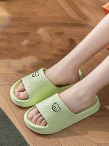 新款多功能男士休闲拖鞋，卡通黑色涂鸦熊头设计，男女通用，EVA材质，透气防潮防臭，室内外皆宜，轻便静音（建议选购大一码，穿着更舒适） - 綠色 - 查看 7