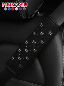 MEIKAXIU 1 件闪亮蝴蝶结 Bling Bling 柔软面料汽车安全带肩垫装饰，防夹缓解舒适汽车内饰配件，适合女性