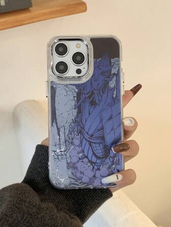 BILIBILI Electroplate Frame Transparent Cartoon Pattern Phone Case, Compatible With Apple Phones, Anti-Fall Protective Cover With Large Holes