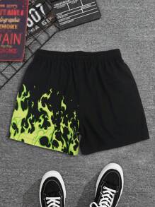 Totem 男士数码印花休闲运动短裤 - 黑色 - 查看 2