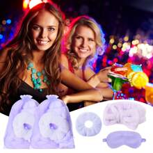 24 Stück Spa Übernachtungsparty Zubehör - 6 rosa Spa Stirnbänder, 6 rosa Plüsch-Schlafmasken, 6 rosa Samt-Haarbänder, 6 Organza Schlafanzug Party Tüten, Spa Party Geschenke