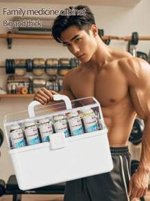 1件大容量家庭医药柜 三层隔间医药柜 家用便携式急救箱 防潮防尘 圆形便携手柄 适用于药盒药瓶等 适用于卧室客厅宿舍 - 彩色 - 查看 11