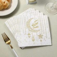 ورق مناديل ورقية أحادية الطبقة قياس 33*33 سم مخصصة لشهر رمضان، ناعمة ومريحة وماصة، مناسبة لتزيين طاولات حفلات رمضان والتناول