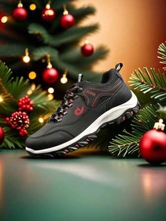 2024 Christmas Outdoor Camping Hiking Men's Leather Shoes, Plus Size Anti-Slip Retro Work Boots, Versatile Casual Business Daily Commute High-End Sneakers