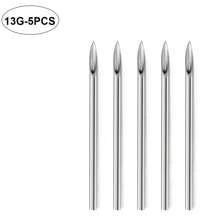 穿刺针 12G 13G 14G 16G 18G 20G 不锈钢穿刺针适用于鼻中隔环腹软骨耳屏耳轮耳甲舌唇眉环穿刺首饰 - 銀色 - 查看 19