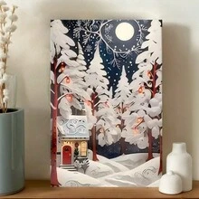 Framed Room Decor Winter Canvas Print  Christmas Snowy Forest Scene Wall Art For Home, Office, And Classroom Decor, Ideal For Birthday, Mother'S Day, New Year, Easter, Gifts