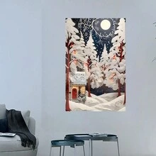 Framed Room Decor Winter Canvas Print  Christmas Snowy Forest Scene Wall Art For Home, Office, And Classroom Decor, Ideal For Birthday, Mother'S Day, New Year, Easter, Gifts