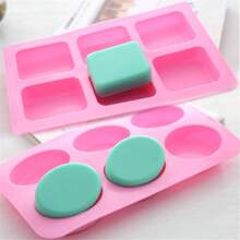 Six Hole Oval Silicone Mold, Six Hole Rectangular Silicone Mold, Handmade Soap Mold, Thickened Material, Easy Demolding, High Temperature Resistant Handmade Creation Mold, Suitable For Handmade Soap, Candles, Gypsum, Dropper And Other Handmade Crafts - Pink - View 12