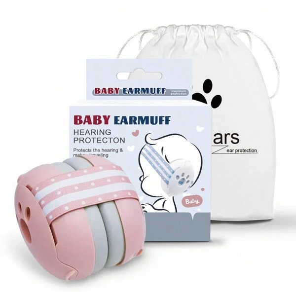 Căști de învățare Pink Baby Steps Protecția urechilor și reducerea zgomotului pentru sugari, prevenind deteriorarea auzului și îmbunătățind somnul Baby Shower Decorații pentru familie Cadouri
