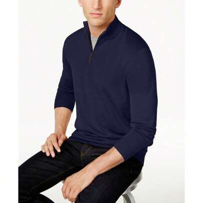 Men's Quarter-Zip Merino Wool Blend Sweater