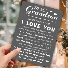 1 pieza Tarjeta de felicitación inspiradora para nieto - Recuerdo sincero para familiares, amigos y seres queridos - Tarjeta única para cumpleaños, graduación, días festivos y ocasiones especiales con un mensaje lleno de amor