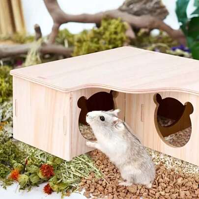 1 Pc Multi Room Wooden Hamster Maze And Hiding Place - Providing Fun Activities And Comfortable Nests For Your Pets