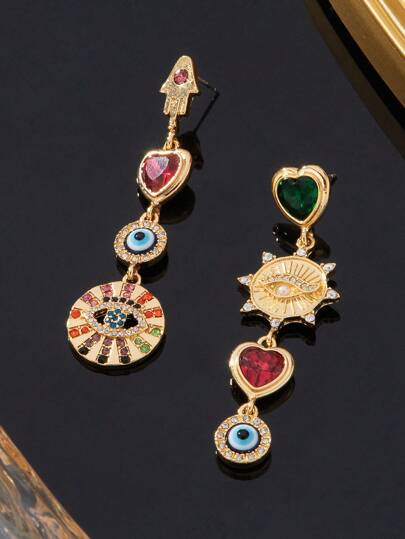 1 par de pendientes elegantes de latón con diseño geométrico vintage, apropiados para uso diario