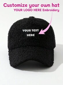 1pc Customizable Embroidered Letter Teddy Plush Baseball Cap, Choose Font And Color, Unisex Autumn/Winter Warm Teddy Plush Baseball Cap, Stylish Personalized Hat, Good Gift For Valentine's Day, Birthday, Holiday Party, Anniversary, Best Friend, Mom/Dad, Her/Him, Girlfriend/Boyfriend/Friend - Baseball Cap - View 3