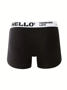 4pcs Men's Underwear, Teenagers Square-Cut Brief, HELLO Underwear