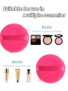 24件/15件/8件/3件植绒圆形化妆海绵，质地柔软蓬松，适用于面部和身体粉扑，混合套装化妆美容工具 - 玫紅色 - 查看 7