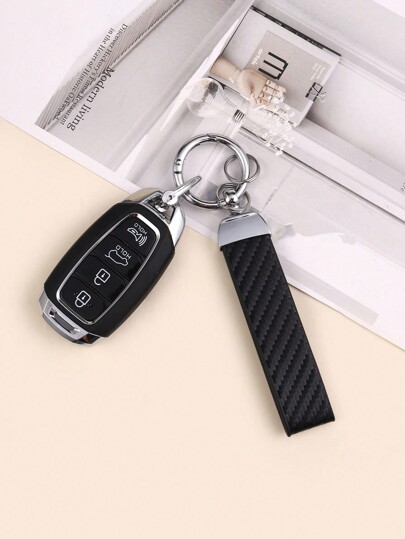 1 قطعة سلسلة مفاتيح من سبيكة الزنك بتصميم بسيط، بألوان أسود وأبيض وأحمر وزهري وبرتقالي، حبل جلدي، مناسبة لمفاتيح متنوعة وسيارة، هدية تذكارية، إكسسوار حقيبة، ديكور مدرسي، جوثيك كيوت Y2K