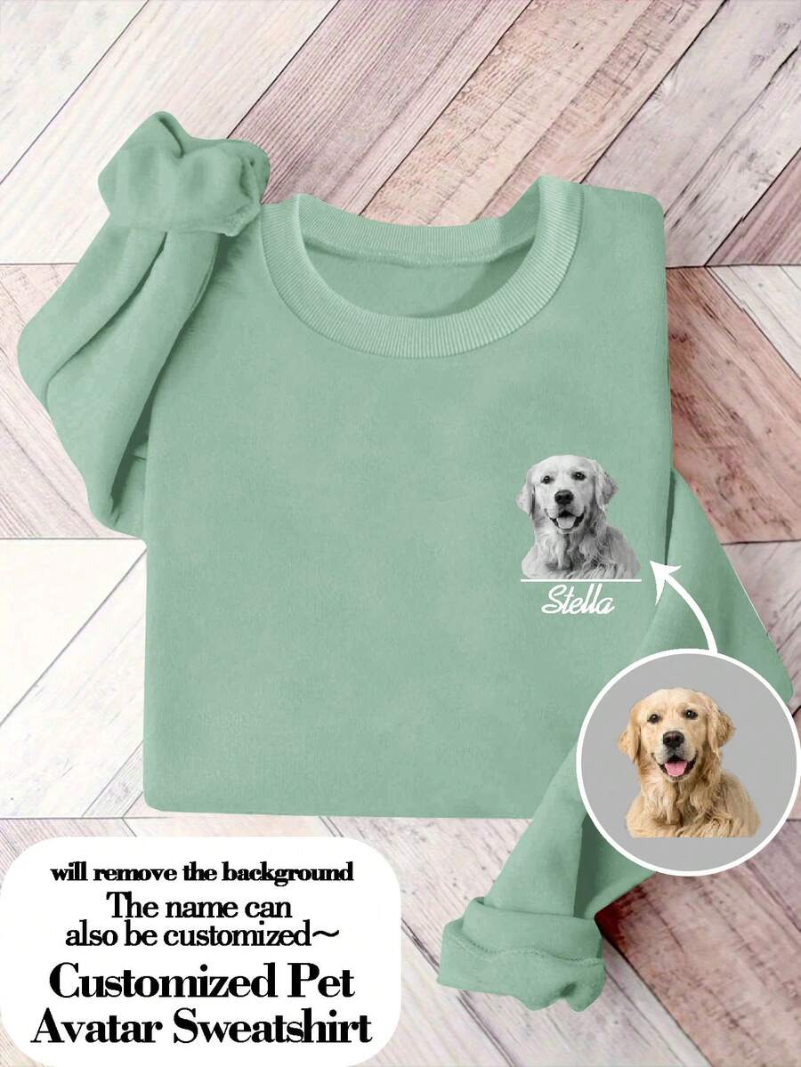 Customized Women's Round Neck Sweatshirt For Christmas Party, Thanksgiving - Add Your Own Photos/Text To Personalize T-Shirts (Family Members/Gathering Friends/Pet Photos/Favorite Patterns/Viral Memes) Easy Costume, Minimal Chic, Casual Unique, Custom Treasurefinds, Belle Costume Ideal Gifts For Her Family, Friends, Children, Pink Girls For Mother's Day, For Children's Day, For Vacation