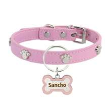 Collare in pelle personalizzato per cani con targhetta a forma di osso, con nome dell'animale domestico e numero di telefono inciso su entrambi i lati, decorazione in metallo con impronta anti-smarrimento, accessorio di moda per cani e gatti, regalo ideale per animali domestici piccoli e medi, ornamentale, inciso, in acciaio inossidabile, elegante, alla moda, colorato, vintage, carino, compatto, simpatico, personalizzato, unico, personalizzato, per anniversari, per compleanni