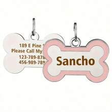 Collare in pelle personalizzato per cani con targhetta a forma di osso, con nome dell'animale domestico e numero di telefono inciso su entrambi i lati, decorazione in metallo con impronta anti-smarrimento, accessorio di moda per cani e gatti, regalo ideale per animali domestici piccoli e medi, ornamentale, inciso, in acciaio inossidabile, elegante, alla moda, colorato, vintage, carino, compatto, simpatico, personalizzato, unico, personalizzato, per anniversari, per compleanni