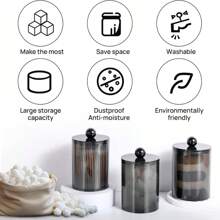 1st houder dispenser voor badkamer bus opslag organisatie, ijdelheid make-up organizer, voor bal, reinigingsstaafje, rondjes, floss picks.(zwart)