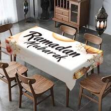 1pc Ramadan Themed Decorative Chandeliers And Crescent Printed Tablecloths, Dining Table Decorations, Rectangular Abstract Tablecloths For Picnics Or Holiday Parties, Room Decorations - Multicolor - View 13