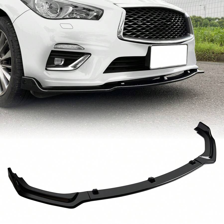 Glossy Black For Infiniti Q50 2018-21 Base Front Bumper Lip Splitter S
