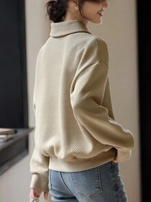 YUXIN 优雅中国风复古领口女式运动衫，新款春冬时尚纹理装饰休闲上衣