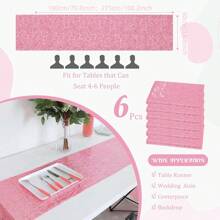 6pcs Pack Sequin Table Runner, Rose Gold, 11.8 X 108.2 Inches Shiny Table Runner, Suitable For Birthday, Wedding, Party, Valentine's Day, Holiday Celebrations Decor (Multi-Color Optional) - Solid Color - View 4