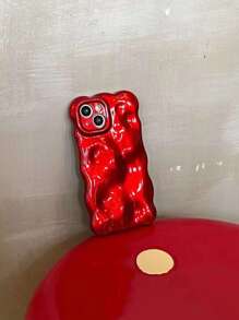 Minimalist Personalized Solid Red Water Ripple Pattern Phone Case, Compatible With Apple 11/12/13/14/15/16 Pro Max, Creative Full-Body Protective Cover