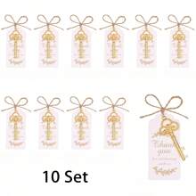 10 Sets Of Gift Sets For Key Bottle Openers, Including Thank-You Labels And Key Bottle Openers, Very Suitable Well As Small Gifts For Weddings, Birthdays, Parties, And Decorations