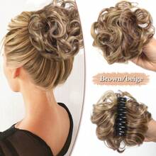 Chignon con fermaglio a pinza in capelli sintetici ricci, resistente al calore, con boccoli naturali, fermagli per extension capelli, colori nero, marrone, biondo, adatto per l'uso quotidiano, 40g 1 pezzo