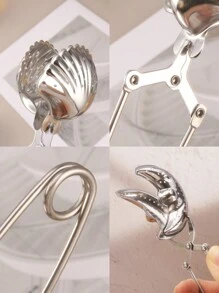 1個 ハート、ペンタグラム、貝殻、三日月型ハンドル付ステンレススチールティーストレーナー ティーインフューザー、ステンレススチールティーポットインフューザー、ハート型ティーストレーナー、貝殻型ティーストレーナー、ラマダン・カリーム要素、フラット/ライン ハンドル オプション、バレンタインデー、ラマダン、イースター、母の日、父の日、結婚式の季節、クリスマス、新学期に適しています - シルバー - チェックする 9