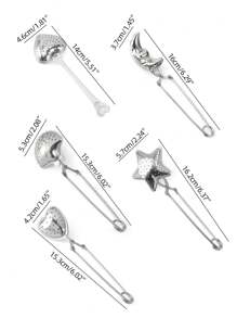 1個 ハート、ペンタグラム、貝殻、三日月型ハンドル付ステンレススチールティーストレーナー ティーインフューザー、ステンレススチールティーポットインフューザー、ハート型ティーストレーナー、貝殻型ティーストレーナー、ラマダン・カリーム要素、フラット/ライン ハンドル オプション、バレンタインデー、ラマダン、イースター、母の日、父の日、結婚式の季節、クリスマス、新学期に適しています - シルバー - チェックする 2