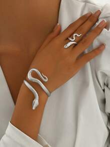 Fashion Design Snake Shaped Luxury EU&US Style Bracelet & Ring Set - Multicolor - View 7