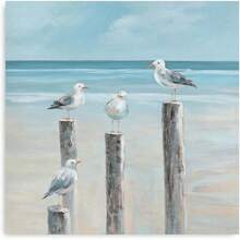 Coastal Seagull Wrapped Canvas Decor- Seabird Canvas Beach Wall Art, Lake And Sea Ocean Themed Artwork For Bedroom Bathroom Art 12x12inch(Framed Wrapped Canvas)