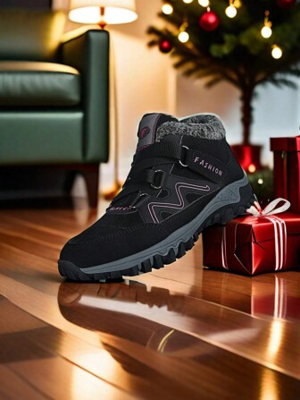 Crăciun noi cizme calde de iarnă pentru femei, simple, elegante, la modă, versatile, din catifea, cu cârlig și buclă, cizme de zăpadă cu platformă, anti-alunecare, în aer liber, la modă, clasice, casual, stil retro, pentru femei.