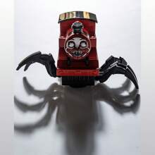 1 pieza Tren eléctrico, Tren monstruo, Tren miniatura de terror, Araña simulada, Araña monstruo, Ruedas omnidireccionales, Luces, Música, Regalo de Halloween, Regalo de Navidad, Vuelta a clases - Rojo - Ver 3
