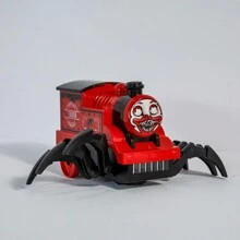 1 pieza Tren eléctrico, Tren monstruo, Tren miniatura de terror, Araña simulada, Araña monstruo, Ruedas omnidireccionales, Luces, Música, Regalo de Halloween, Regalo de Navidad, Vuelta a clases - Rojo - Ver 4