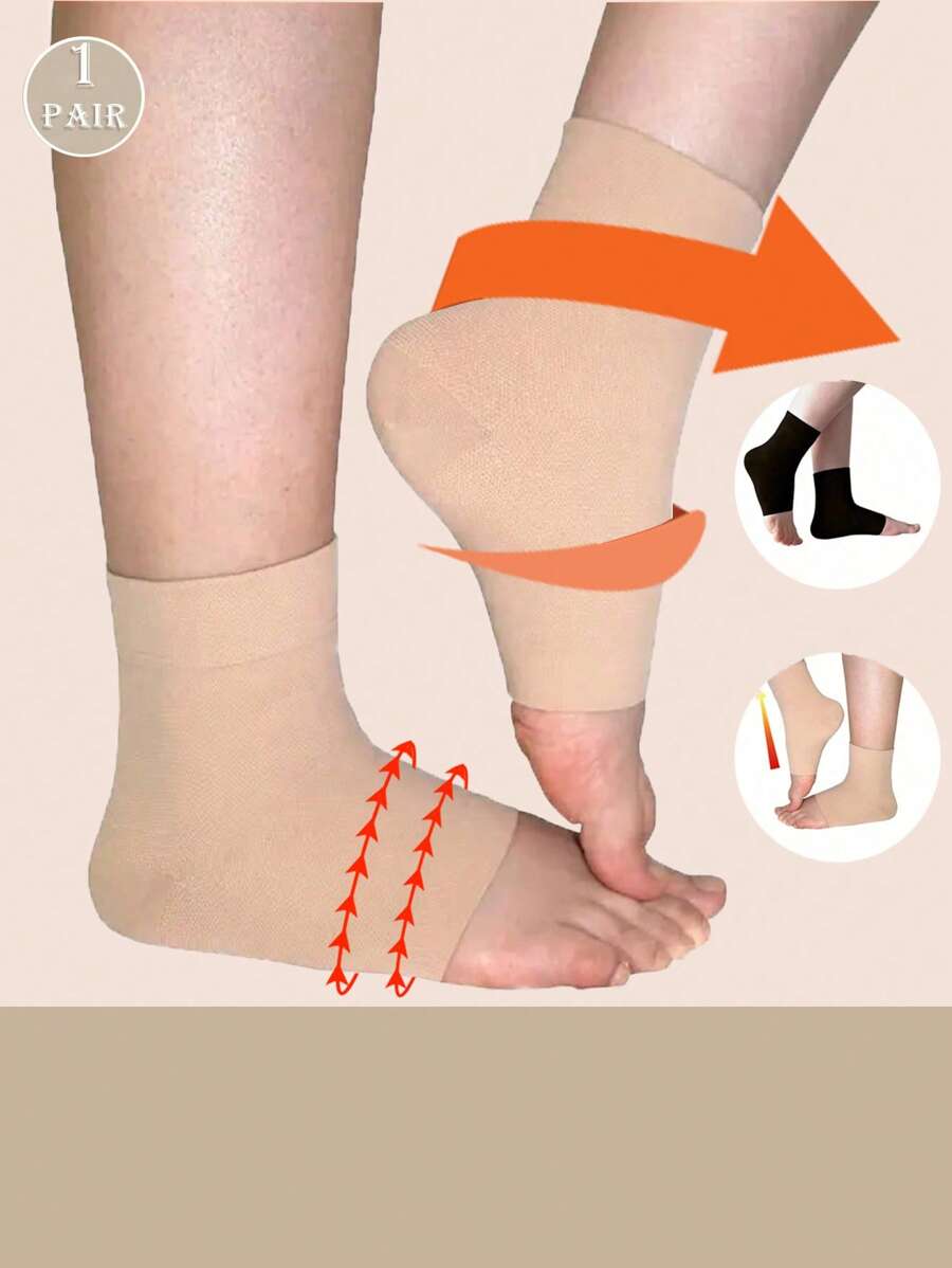 1Pair Of Unisex Elastic Compression Open-Toe Heel Sports Socks, Comfy & Breathable Socks For Daily Wearing And Outdoor Activities, For Gym, Fall