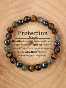 1 chiếc vòng tay bảo vệ Bohemia dành cho nam giới, đá mắt hổ, đá Labradorite và đá Hematite, tượng trưng cho lòng can đảm, sự tập trung, thịnh vượng, may mắn và thành công, trang sức thiền định, quà tặng cho gia đình và bạn bè. - Nhiều màu - Xem 8
