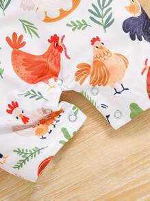 新生儿男孩女孩农场服装小鸡短袖乡村生活用品服装连体衣 - 彩色 - 查看 5