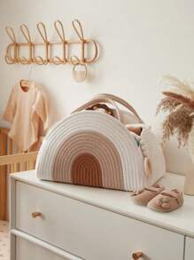 1 件手工编织尿布收纳袋，优雅的婴儿洗礼储物袋，适合新生男孩或女孩，坚固的婴儿尿布储物篮，适合婴儿车、婴儿床、尿布更换台，多功能育儿室储物袋，婴儿洗礼礼物 - 彩色 - 查看 13